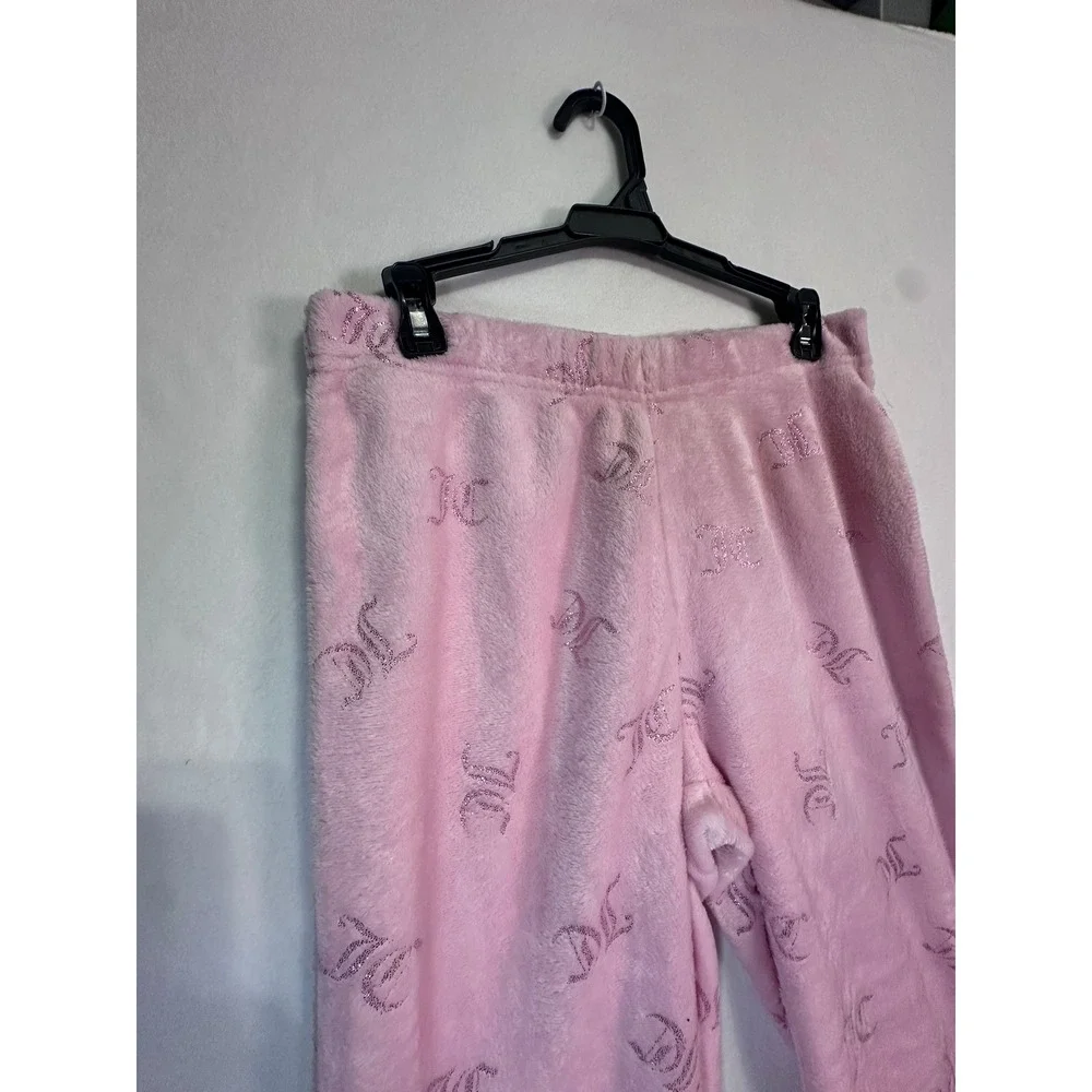 Juicy Couture Pink Velour All Over JC Logo Pajama Pants Sleepwear Size S - Picture 2 of 6